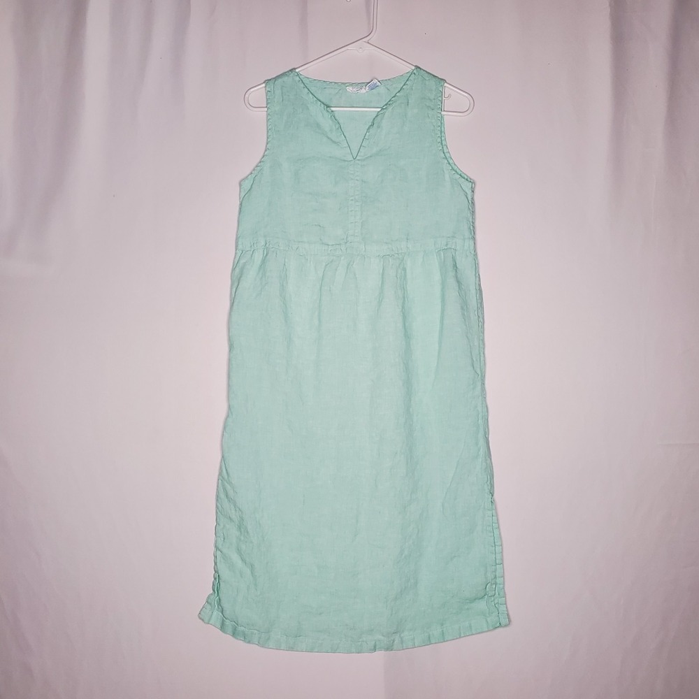 Sigrid Olsen Linen Dress Small Coastal Sleeveless Mint Green Pastel Minimal